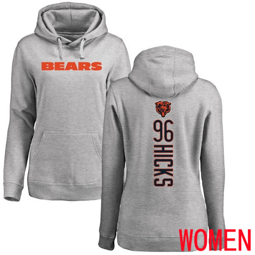 Chicago Bears Ash Women Akiem Hicks Backer NFL Football #96 Pullover Hoodie Sweatshirts->nfl t-shirts->Sports Accessory